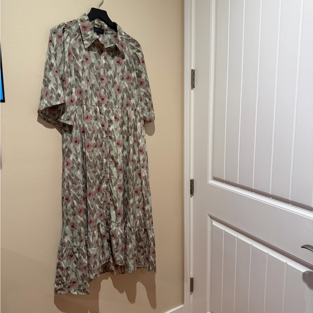 Gracia Long Sleeve Floral Dress - Green and Pink